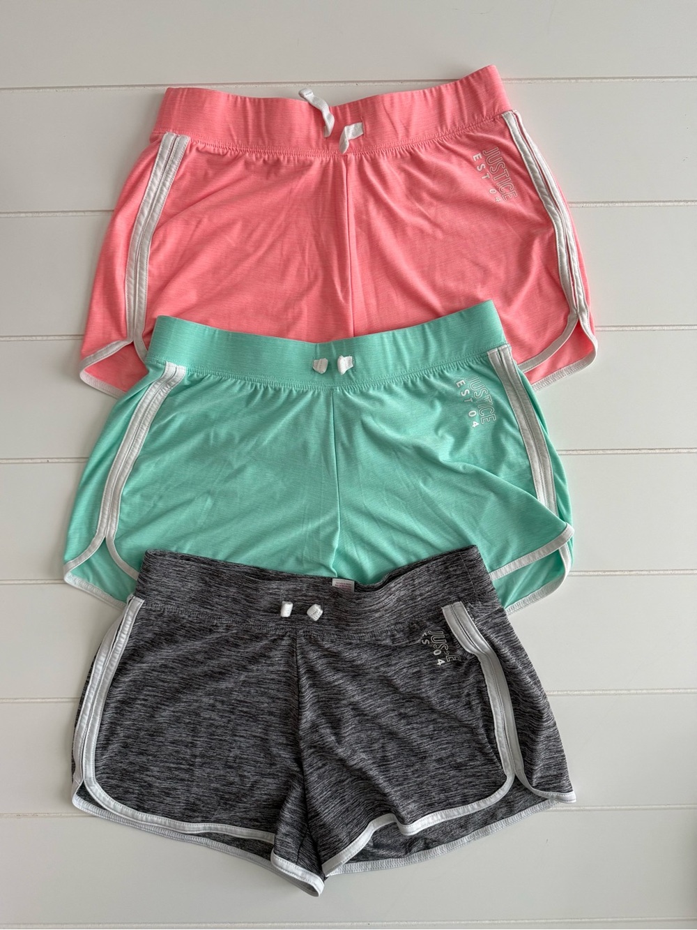 Justice Girls 3 Pairs Shorts - Coral, Mint, Charcoal